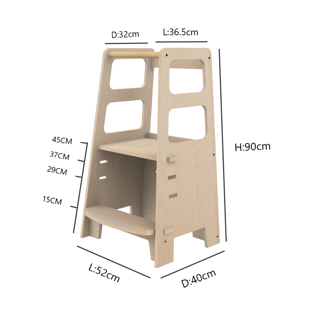 Learning tower dimensions sale